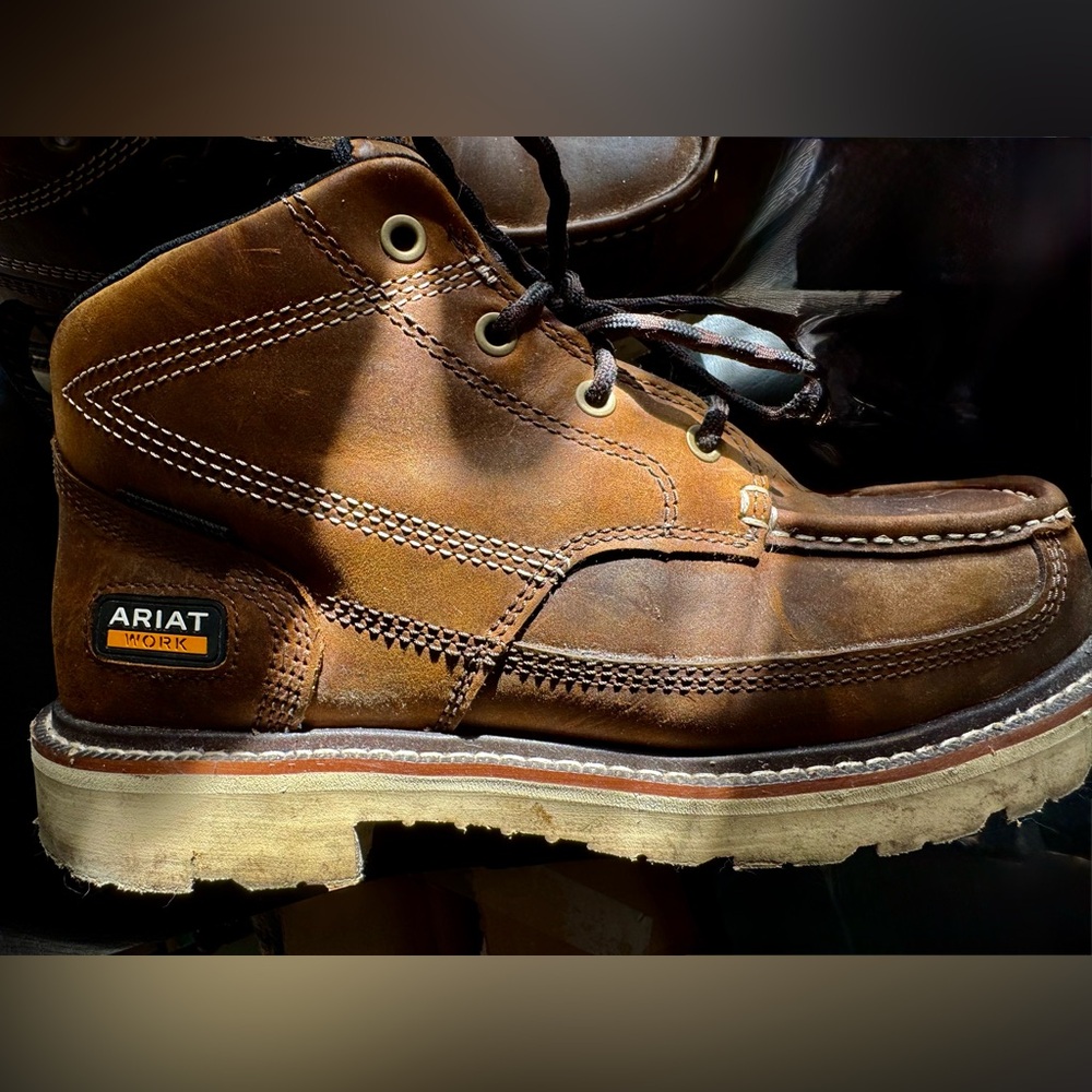 Ariat Brown Moc Toe Work Boot with Lace-Up Ankle